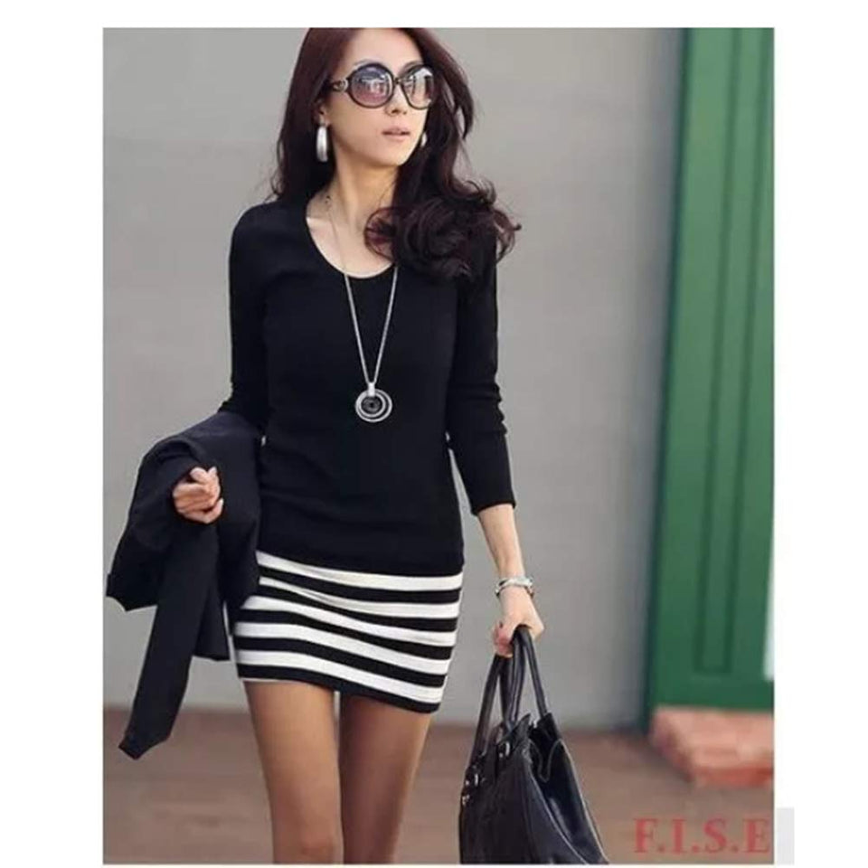 Vestido Corto Juvenil Falda Rayas Moda para Mujer Dama 0009