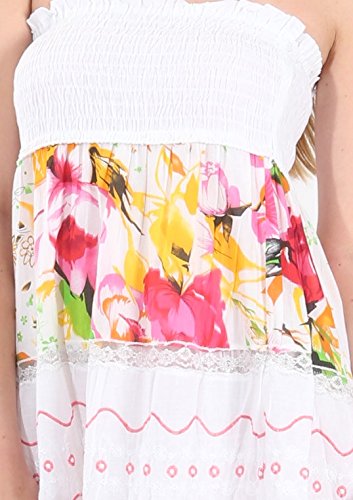B07D1BSVT8 Falda/Vestido Estampado Floral con Encaje -Village Venture - Fresca y Casual 100% Algodón (Unitalla, Naranja) Mod 150