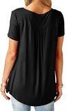 Doker Mujer Camisas y blusas color sólido botón de túnica de manga corta Tops
