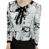 XuBa Camisa Blusa de Manga Larga Mujeres Elegante Tinta Pintura Impresión