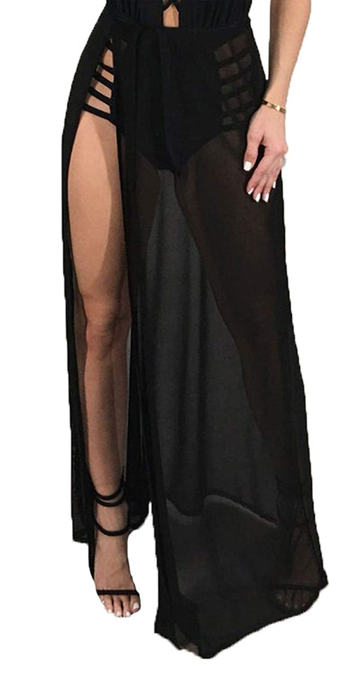 ADDRUALI0 Sexy - Falda de Malla Transparente para Mujer, Maxi, Falda, Vestido de Bikini