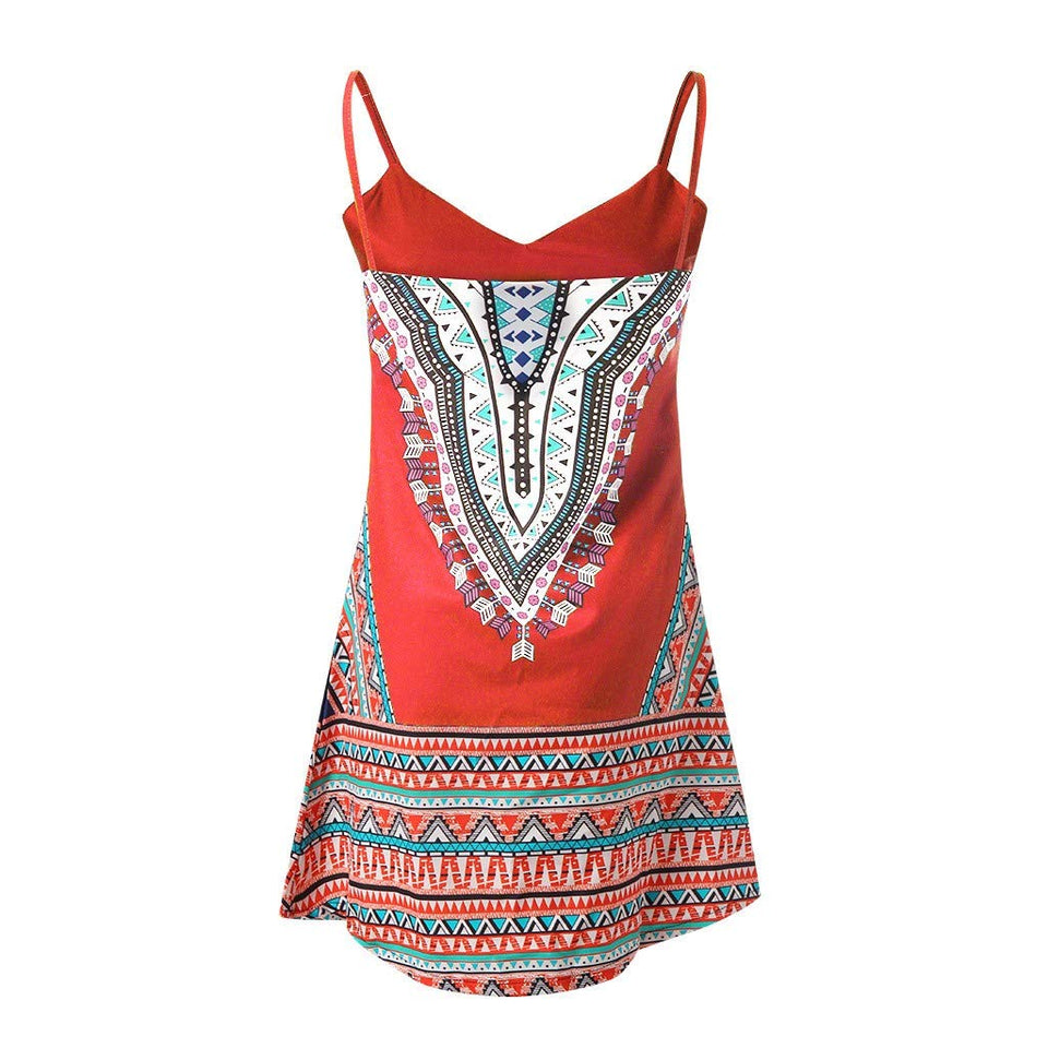 Lloopyting Vestido de Verano sin Mangas con Cuello en V para Mujer, Sexy, Mini Falda de Playa
