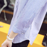 Zehui Camisa Formal para Las Mujeres de Moda, Blusa Decorar de 2 Botones Solapa, Camisa de Rayas Patrón Transpirable Tops Casuales