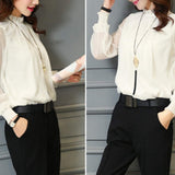 Zehui Blusa de Gasa de Mangas largas con Volantes y Cuello Redondo de Mujer, Blusa Elegante, Camisa de Mujer Verde Oscuro M