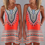 Lloopyting Vestido de Verano sin Mangas con Cuello en V para Mujer, Sexy, Mini Falda de Playa