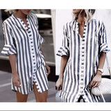 Zehui Blusa de Rayas para Las Mujeres con Estilo Retro, Camiseta de Moda para Las Mujeres, Blusa de Botones de decoración Gris Camisa a Rayas