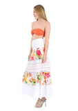 B07D1BSVT8 Falda/Vestido Estampado Floral con Encaje -Village Venture - Fresca y Casual 100% Algodón (Unitalla, Naranja) Mod 150